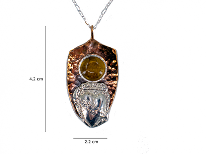 Heart and Citrine - Love - Handmade Silver Necklace