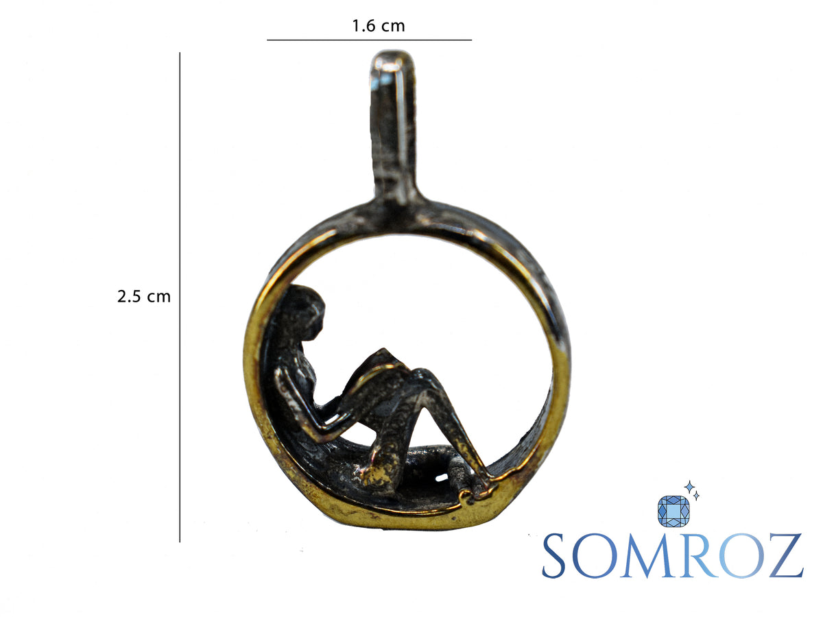 Woman Reading a Book - Human Landscapes - Handmade 925 Sterling Silver Necklace