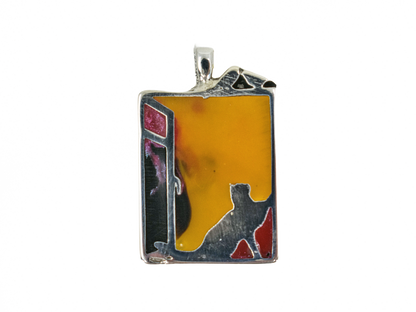 Cat and Woman - Human Landscapes - Handmade 925 Sterling Silver Necklace
