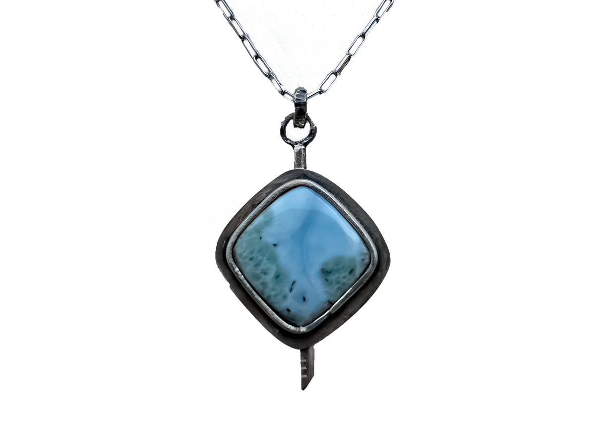 Larimar - El Yapımı 925 Ayar Gümüş Kolye