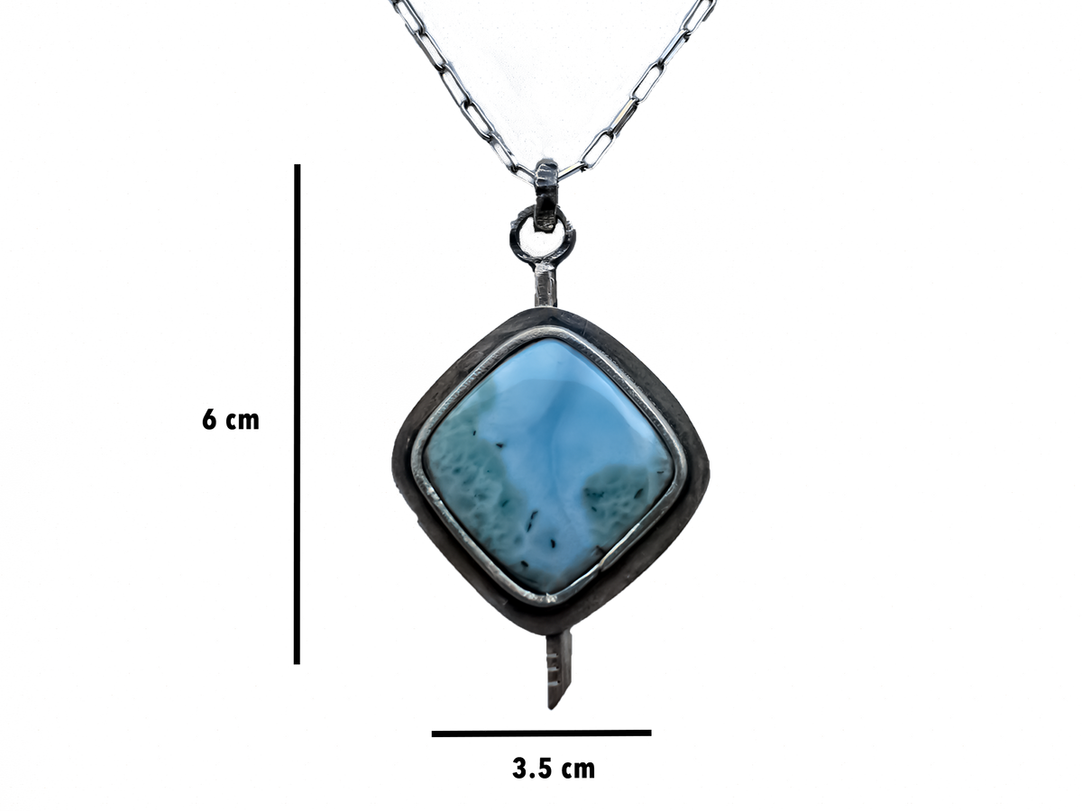 Larimar - El Yapımı 925 Ayar Gümüş Kolye