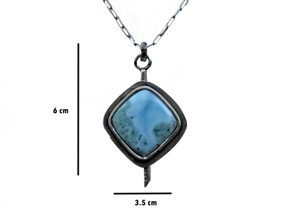 Larimar - El Yapımı 925 Ayar Gümüş Kolye