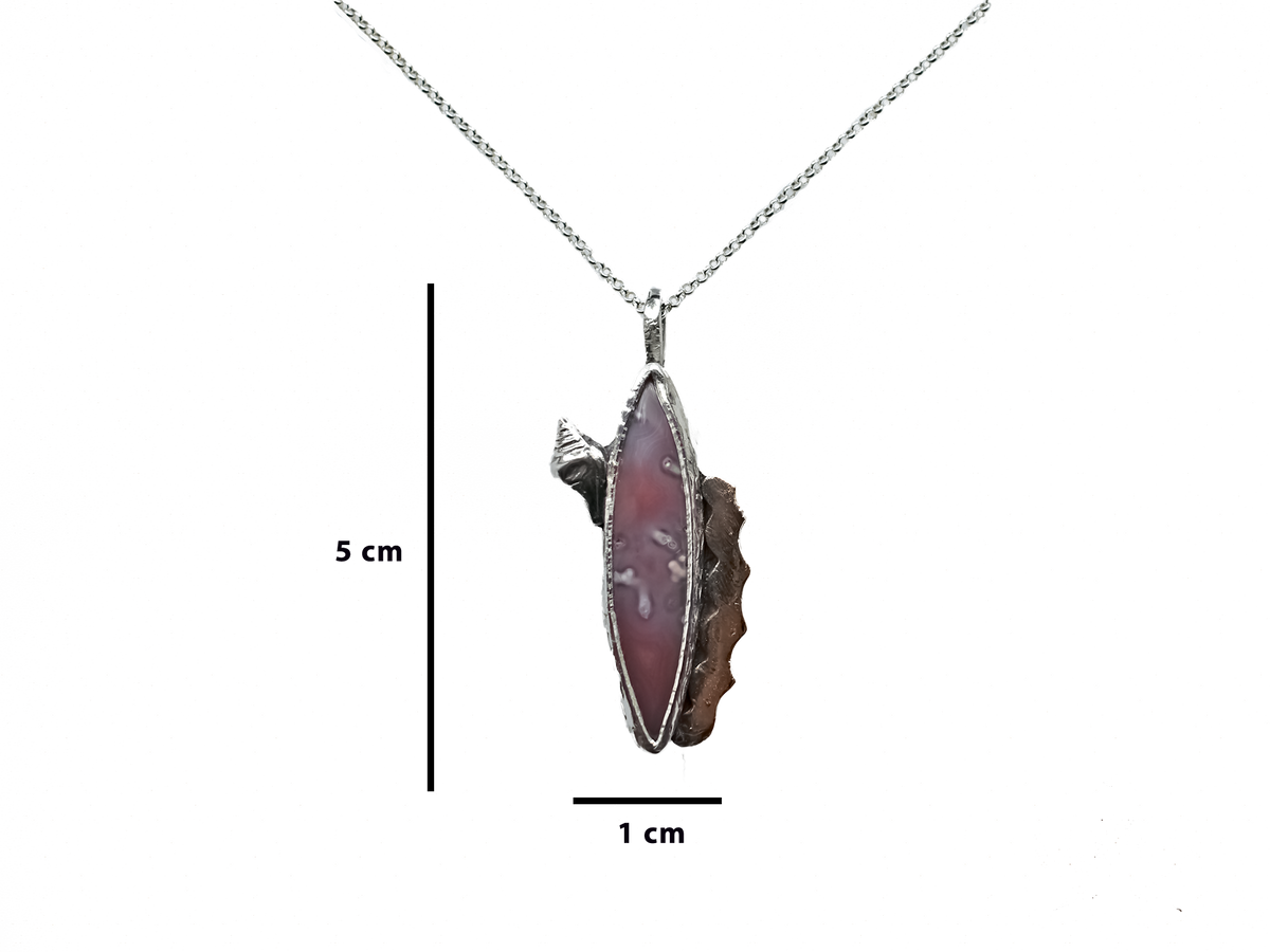 Rhodochrosite - Handmade 925 Sterling Silver Bronze Necklace