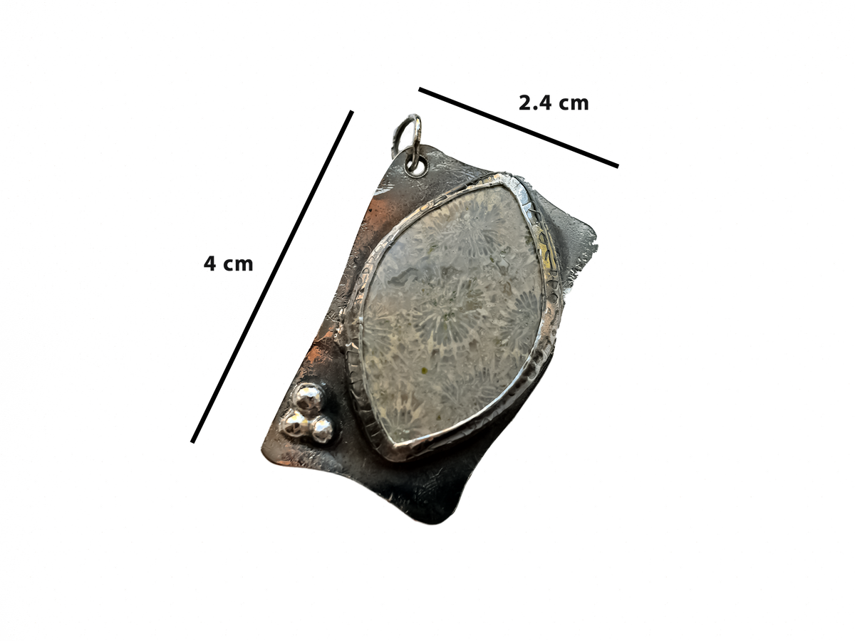 Fossil Coral - Handmade 925 Sterling Silver Metal Necklace