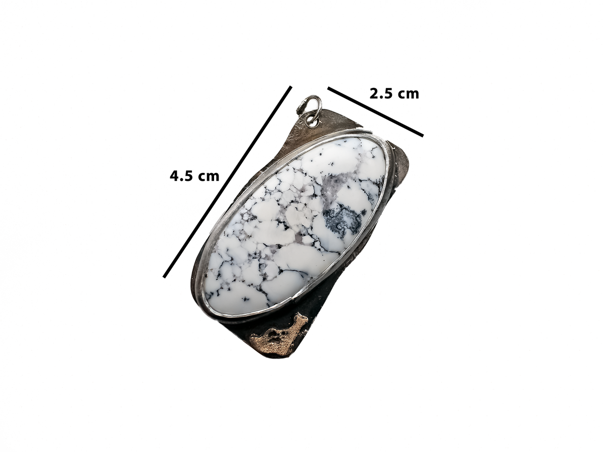 Dendrite Opal - Handmade 925 Sterling Silver Bronze Metal Necklace