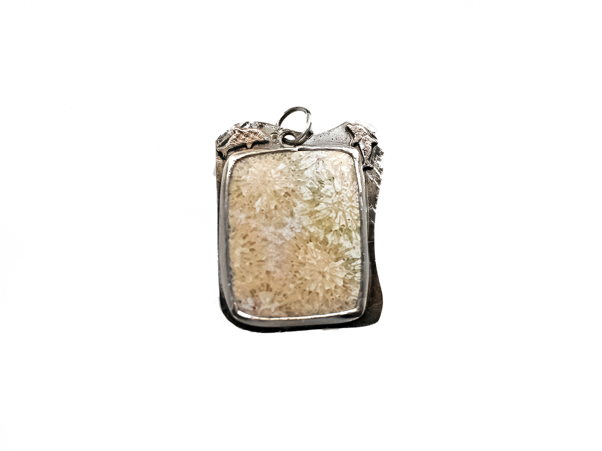 Fossil Coral - Handmade 925 Sterling Silver Bronze Metal Necklace