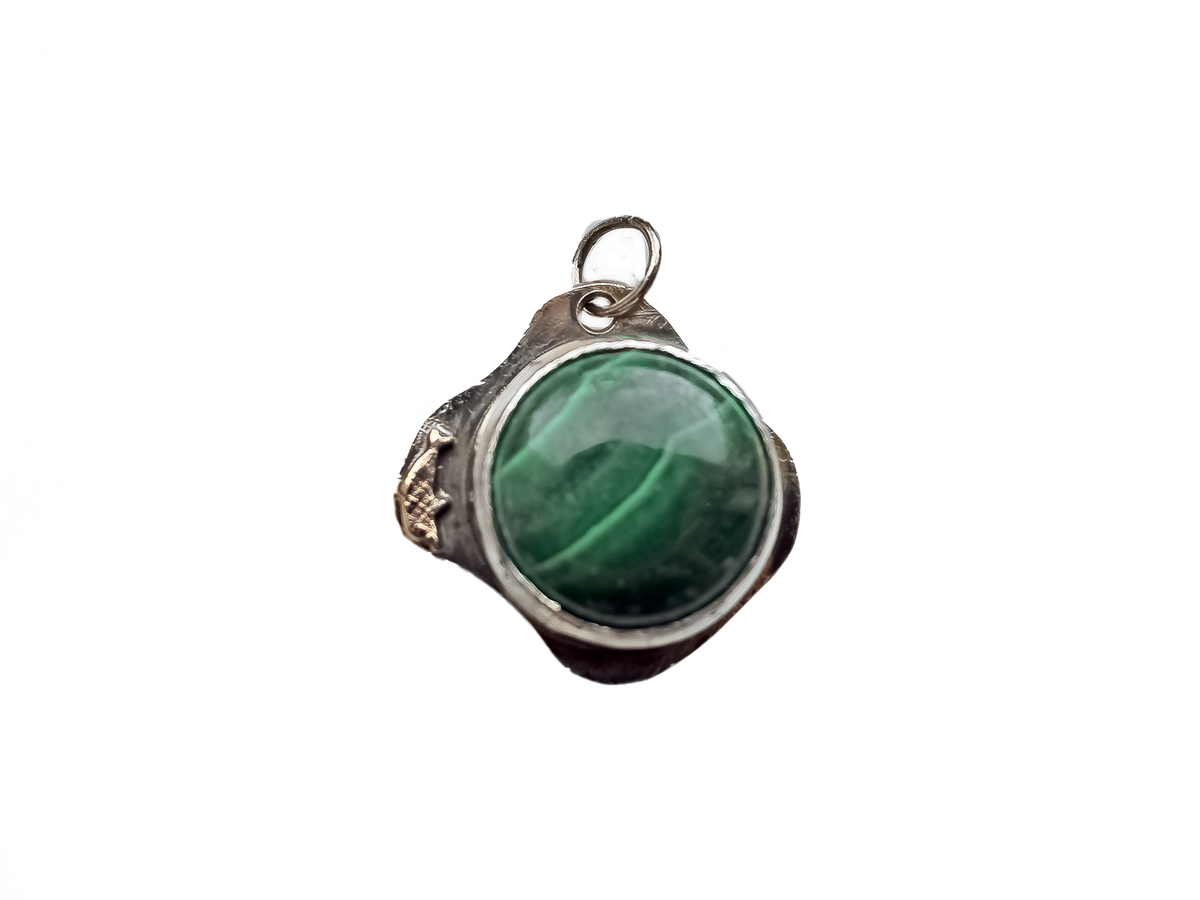 Malachite - Handmade 925 Sterling Silver Bronze Metal Necklace