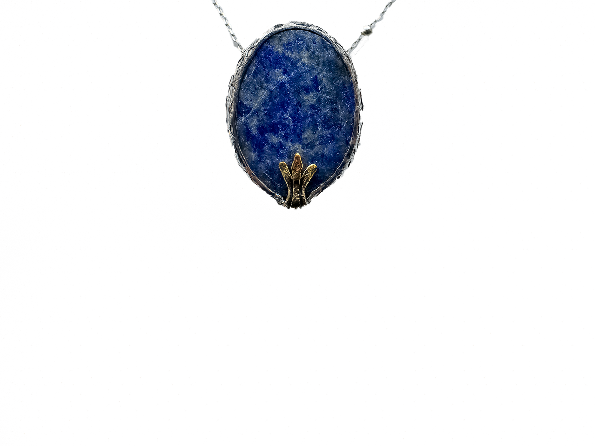 Lapis Lazuli - El Yapımı 925 Ayar Gümüş Pirinç Kolye