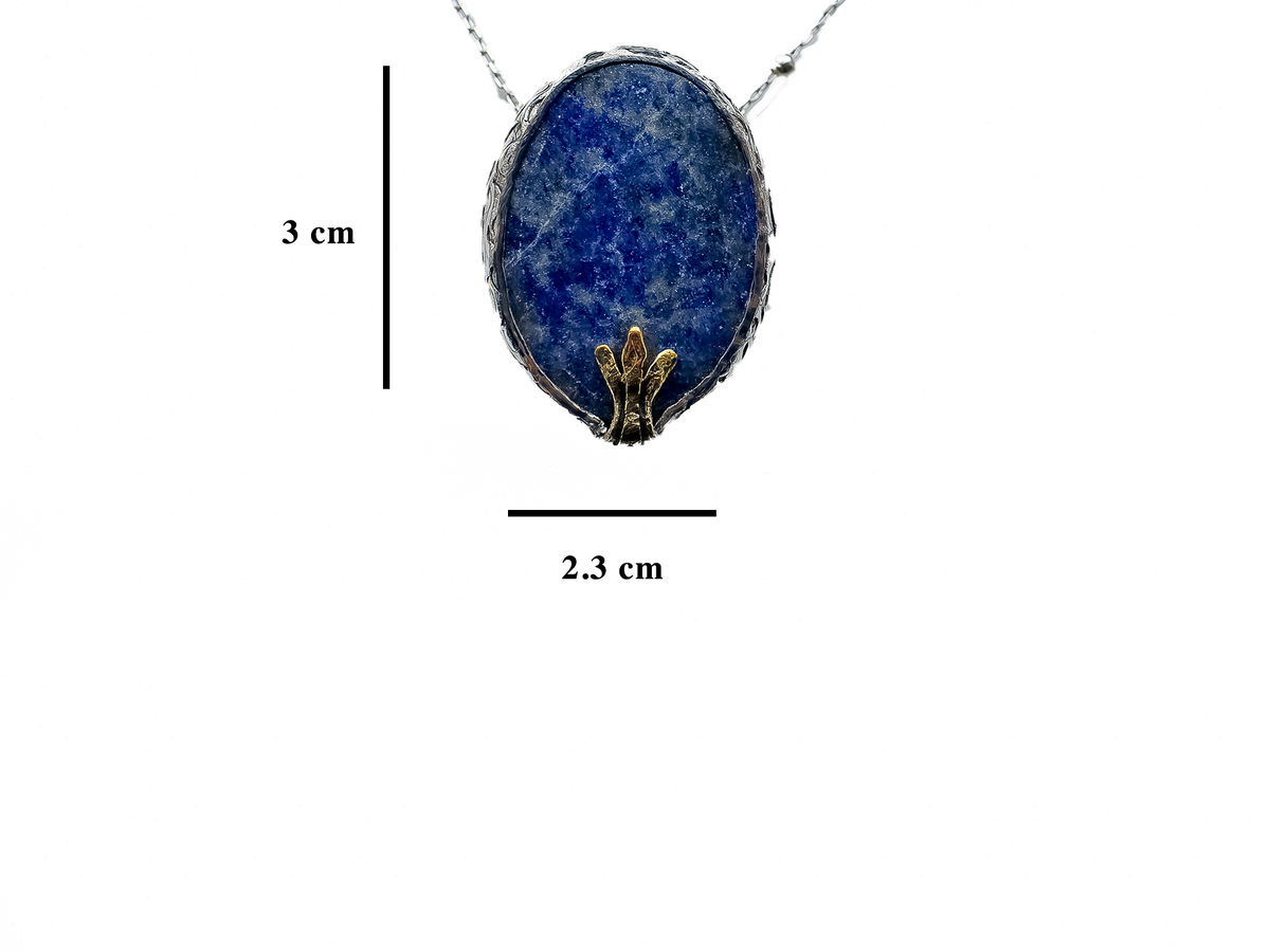 Lapis Lazuli - El Yapımı 925 Ayar Gümüş Pirinç Kolye