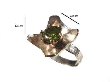 Peridot - El Yapımı 925 Ayar Gümüş Bronz Yüzük