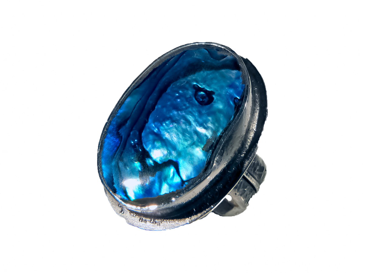 Blue Mother of Pearl - Handmade 925 Sterling Silver Ring