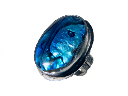 Blue Mother of Pearl - Handmade 925 Sterling Silver Ring