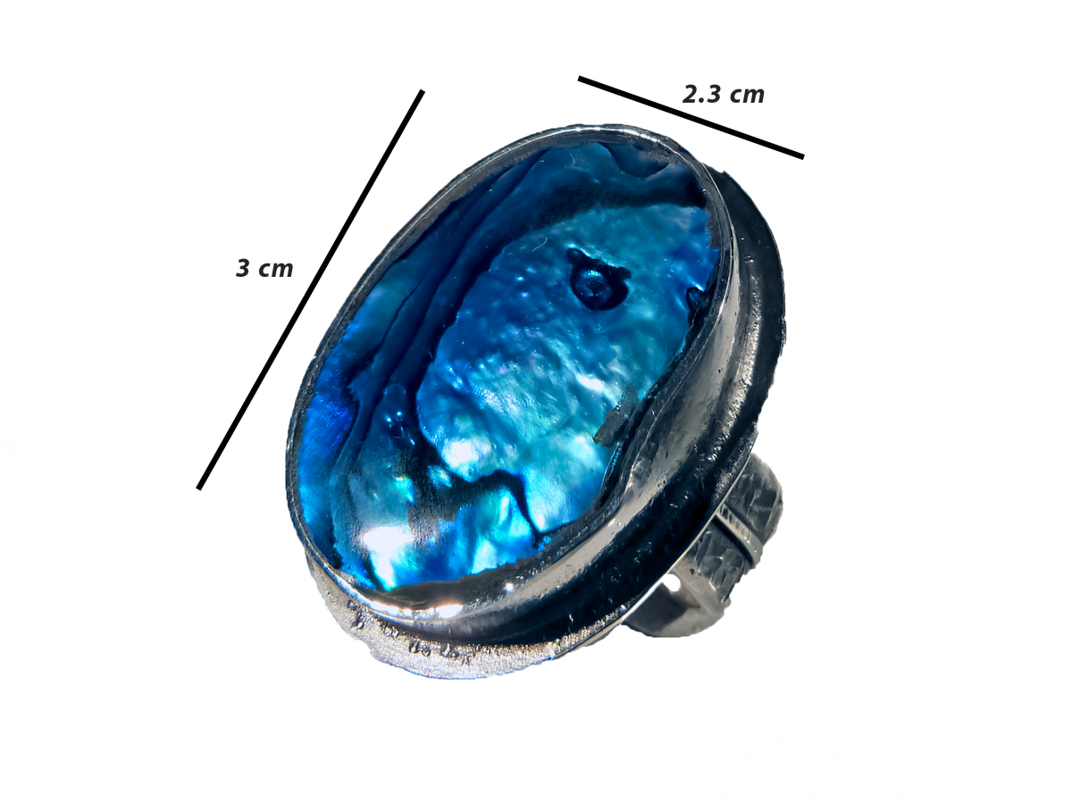 Blue Mother of Pearl - Handmade 925 Sterling Silver Ring