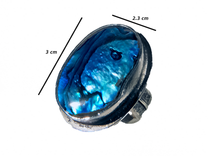 Blue Mother of Pearl - Handmade 925 Sterling Silver Ring