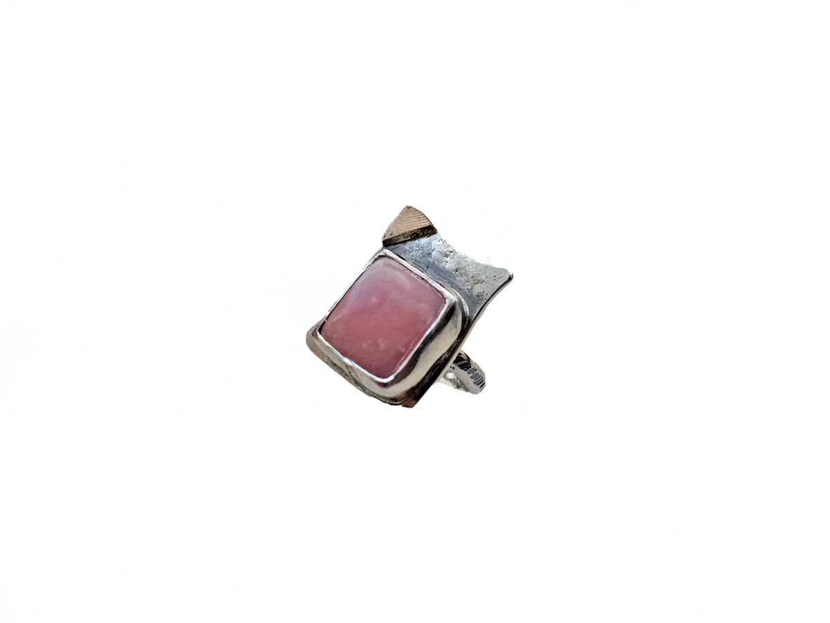 Rhodochrosite - Handmade 925 Sterling Silver Bronze Metal Ring