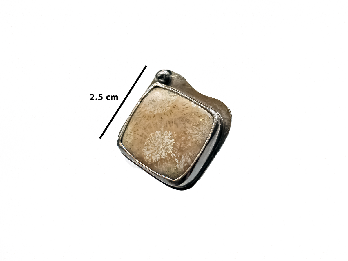 Fossil Coral - Handmade 925 Sterling Silver Metal Ring