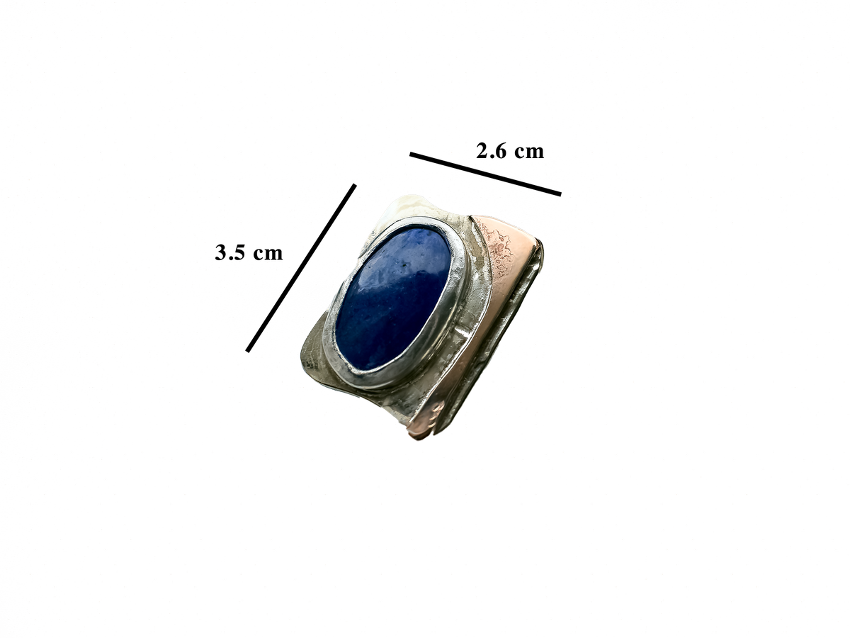 Lapis Lazuli - Handmade 925 Sterling Silver Bronze Metal Ring