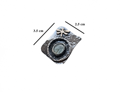 Aquamarine - Handmade 925 Sterling Silver Bronze Metal Ring