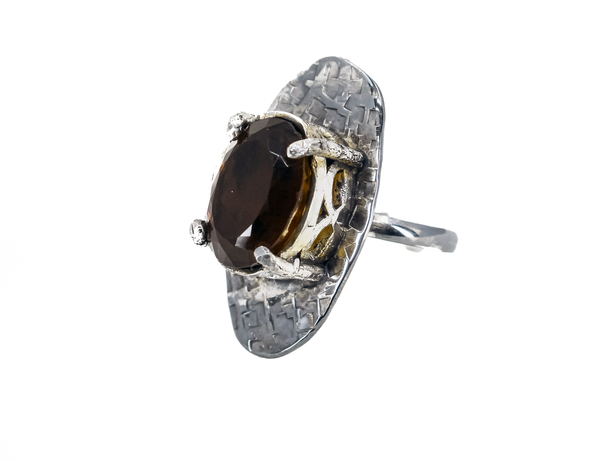 Smoky Quartz - Handmade Silver Ring