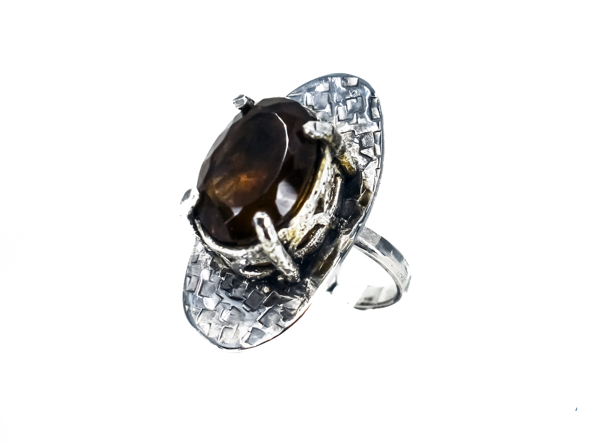 Smoky Quartz - Handmade Silver Ring