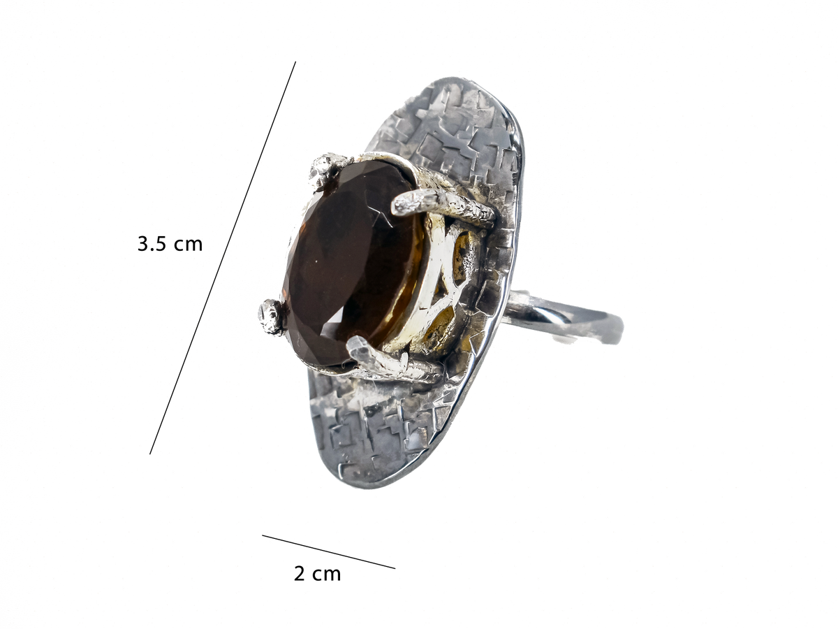 Smoky Quartz - Handmade Silver Ring